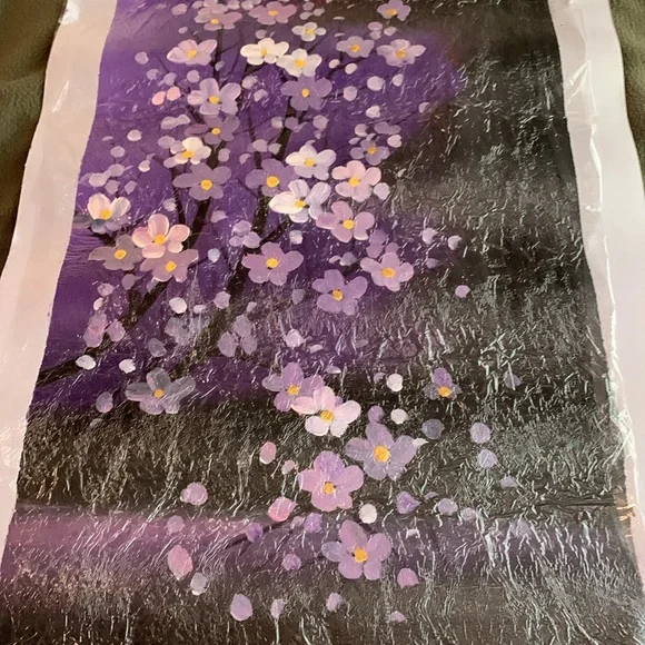 Gorgeous purple flowering tree original oil painting.  Approx 14 1/4” x 28” - Picture 3 of 4